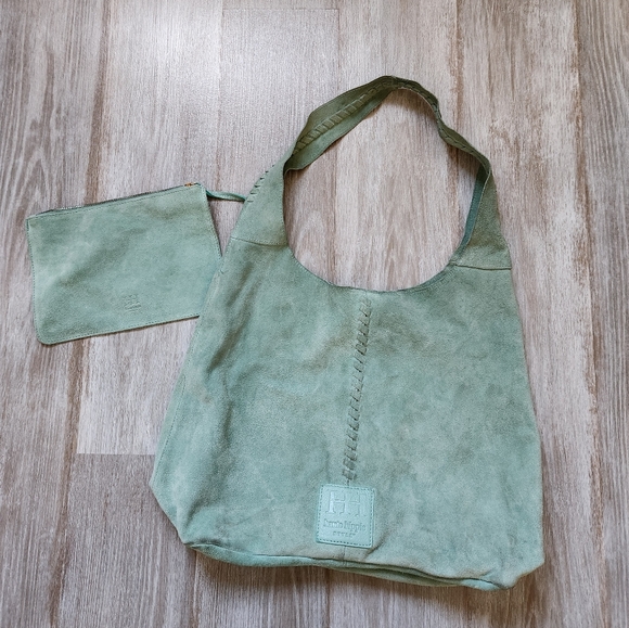 Haute Hippie Handbags - Haute Hippe Suede Leather Sage Green Shoulder Bag Purse & Wallet Boho Sz M